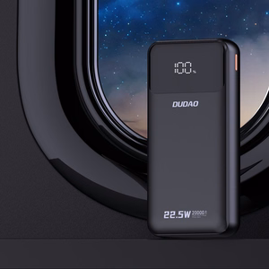 Dudao K15Pro Power Bank 20000mAh 22.5W PD USB-C / USB-A / sisseehitatud Lightning ja USB-C kaablid - must