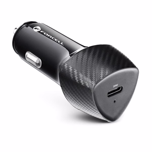 Car charger Forcell F-Energy Carbon USB C QC3.0 PD 3A 20W + cable USB C to USB C CC50-1C black