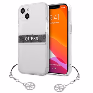 Guess GUHCP13SKB4GGR iPhone 13 mini 5.4" Läbipaistev kõvakaaneline 4G Hall rihmaga võlu