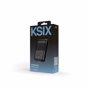 Ksix Powebank Mini 10000mAh 10W+cable USB-A USB-C, musta värvi