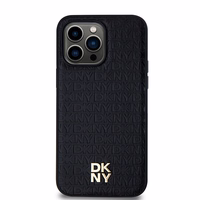 DKNY Leather Monogram Pattern Metal Logo MagSafe Ümbris jaoks iPhone 14 Pro Max - Must