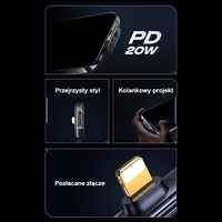 USAMS Nurgakaabel USB-C to Lightning PD 20W Fast Charging Iceflake Series 1,2m must SJ583USB01 (US-SJ583)