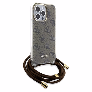 Guess Crossbody Cord 4G Print чехол для iPhone 15 Pro Max - коричневый