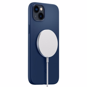 Spigen Silicone Fit Mag чехол с MagSafe для iPhone 14 Plus - синий