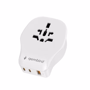 Gembird TPA-1A2C20-02-W universaalne reisiadapter, 20 W, valge