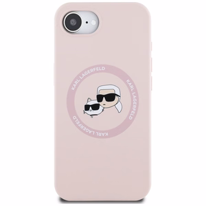 Karl Lagerfeld Silicone Karl&Choupette Heads MagSafe iPhone 16e Ümbris - Roosa