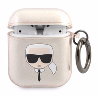 Karl Lagerfeld Glitter Karl's Head ümbris AirPods 1/2 jaoks - kuldne