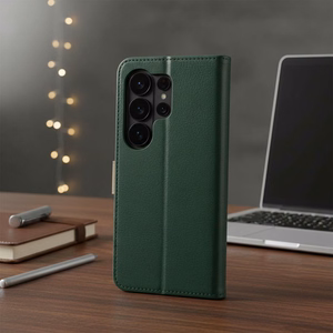 Klappümbris Motorola G17 Split Book, roheline ja kuldne