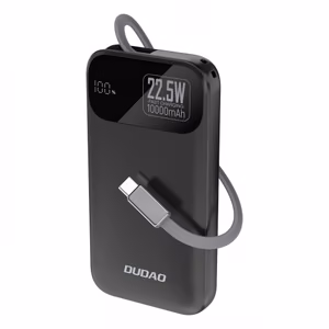 Akupank Dudao K31 must 10000mAh 22.5W (PD) + sisseehitatud kaabel