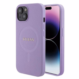 Guess Saffiano MagSafe чехол для iPhone 15 Plus - фиолетовый