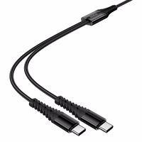 Kaabel 2in1 USB C to USB C+C Hoco 1 m X123 must