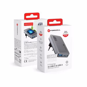 Phone Laadija Forcell F-Energy Ultra Slim GaN III 2 x USB C + USB A QC4.0 PD 4A 65W VT-47 hall 0INT