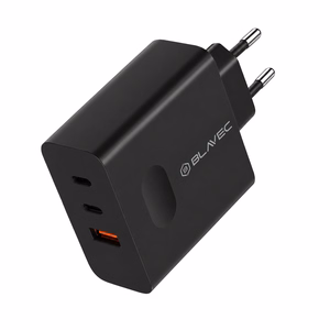 Blavec сетевое зарядное устройство BC-11 GaN - USB + 2xType C - QC PD 65W 3A с кабелем Type C на Type C (TCBC11G-U2CB653A) черное
