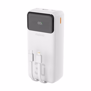 Dudao K15Max 30000mAh PD 22,5W aku koos USB-C ja Lightning kaablitega - valge