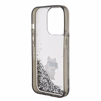 Karl Lagerfeld Liquid Glitter Choupette ümbris jaoks iPhone 15 Pro Max - läbipaistev