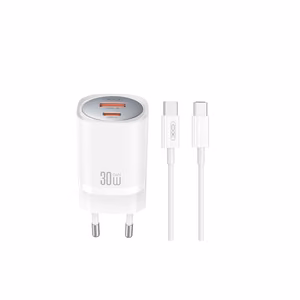 XO seinalaadija CE21 PD 30W 1x USB-C 1x USB valge