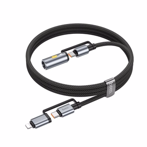 Kaabel All-in-one USB C / Lightning to USB C / Auto suitsetaja pesa Hoco PD 3A 60W 1,2 m U138 hall