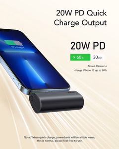Powerbank Veger PlugOn (W0556P) PD QC3.0 3A 20W 5000 mAh with a built-in connector Lightning must