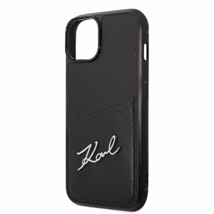 Karl Lagerfeld Signature Logo Cardslot ümbris jaoks iPhone 14 Plus - must