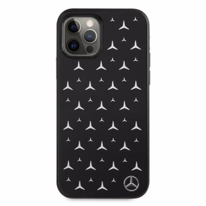 Mercedes hõbedaste tähtede mustriga ümbris iPhone 12 Pro Max'ile - must