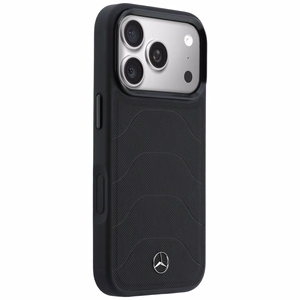 Mercedes Leather Mesh with Bow Line MagSafe ümbris iPhone 17 Pro Max jaoks, must