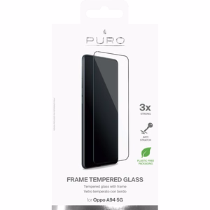 Puro Frame karastatud ekraanikaitseklaas seadmele OPPO A94 5G, musta raamiga