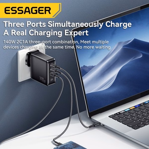 Laadija Essager GaN Journey must 140W (2xPD / QC3.0)