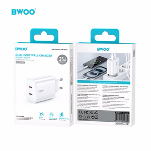 BWOO CDA206 PD 35W Seinalaadija 1x USB-C port valge