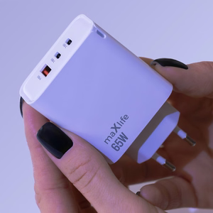 Maxlife MXTC-09-65ACC GaN PD QC laadija 2x USB-C 1x USB 65W valge
