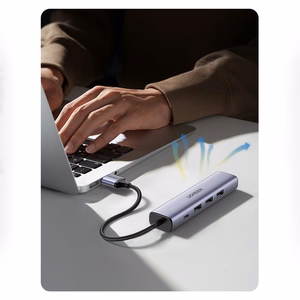 Ugreen CM475 multifunktsionaalne jaotur USB 3.0 - 3x USB / Ethernet RJ-45 / USB Type-C PD - hall