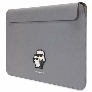 Karl Lagerfeld Saffiano Karl&Choupette ümbris jaoks a 16" laptop - hõbedane