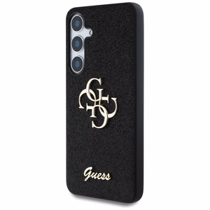 Guess Fixed Glitter Big 4G Metal Logo ümbris jaoks Samsung Galaxy S25 must