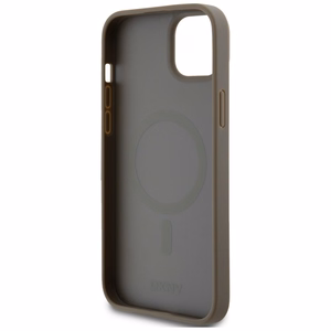 DKNY Leather Pattern Metal Logo MagSafe ümbris jaoks iPhone 15 / 14 / 13 - brown