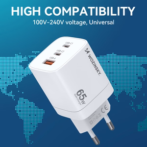 Wozinsky CGWCW 65W GaN Wall Laadija USB-A / 2 x USB-C - valge
