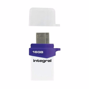 Integral Micro Fusion USB 3.0 OTG mälupulk USB-A ja Micro-USB ühendustega, 16 GB, valge