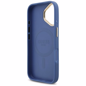 Guess 4G Strass Logo & Big Strap Metal Buttons MagSafe Ümbris jaoks iPhone 17 - Sinine