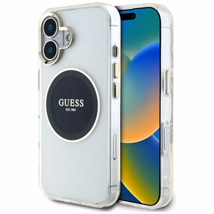 Guess IML Metal Colored Circle Classic Logo MagSafe ümbris jaoks iPhone 16 - must