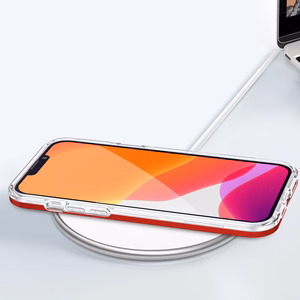 Прозрачный чехол 3in1 для iPhone 13 Pro гелевый с рамкой красный