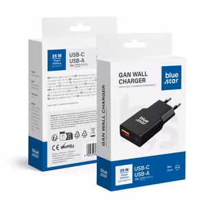 Phone Laadija sinine Star Slim GaN USB C + USB A QC4.0 PD 3A 25W TFK-SC-25WAC must