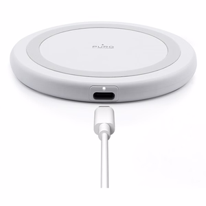 Puro Qi 10 W juhtmevaba laadimisalus Androidi ja iPhone'i seadmetele, valge