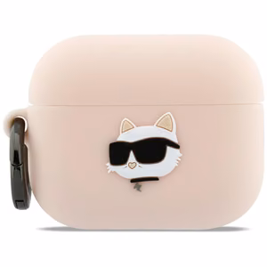 Karl Lagerfeld Silicone Chaupette Head 3D Ümbris jaoks AirPods Pro 3 - roosa