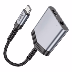 Адаптер Hoco (LS39) с USB-C на (USB-C; 3,5 мм) чёрный