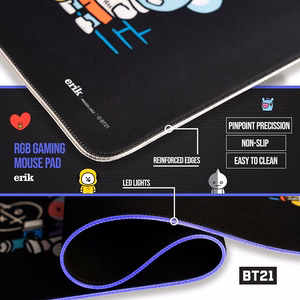 BT21 XXL mängulauamatt LED-valgustusega, 90 × 40 cm