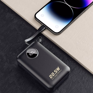 Dudao K14+ akupank 20000mAh 22.5W USB-C / USB-A / sisseehitatud Lightning ja USB-C kaablid - must