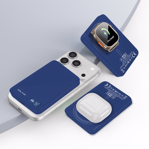 Blavec akupank 10000mAh BJ-04 Slim 13,5mm - Type C - 22,5W magnetiline Magsafe 3 in 1 (PBBJ04-MC10N) tumesinine klaas