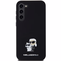 Karl Lagerfeld Silicone Karl&Choupette Metal Pin ümbris jaoks Samsung Galaxy S24+ - must