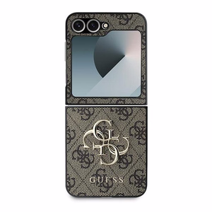 Guess Leather 4G Metal Logo Ümbris jaoks Samsung Galaxy Z Flip 6 - Brown