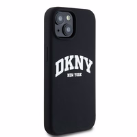 DKNY Liquid Silicone Valge Printed Logo MagSafe Ümbris jaoks iPhone 14 / 15 / 13 - Must