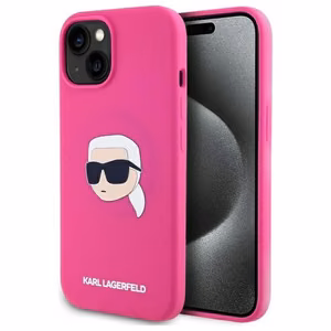 KARL LAGERFELD ümbris jaoks IPHONE 15 compatible with MagSafe KLHMP15SSKHPPLF (SIL KL Head Print) fuschia