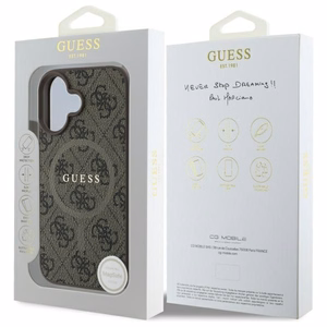 Guess 4G Ring Classic Logo MagSafe iPhone 16 Ümbris - Brown